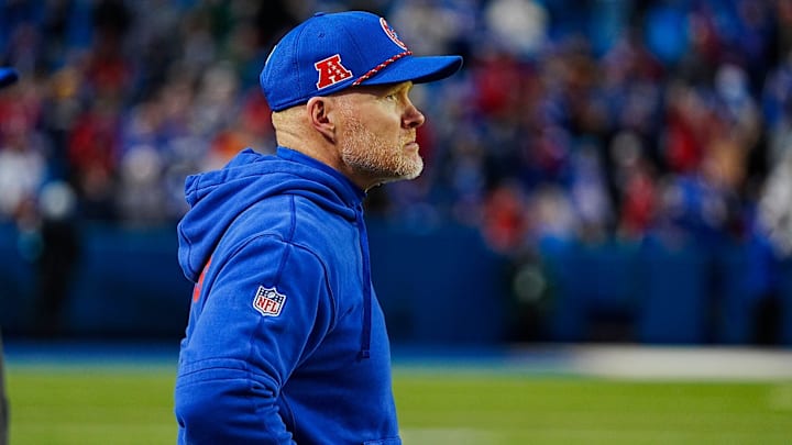 Buffalo Bills head coach Sean McDermott watches his team during second half action at the Bills' home game against the New York Jets.