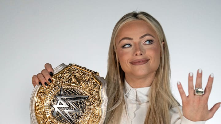 WWE women’s world champion Liv Morgan shows her champion belt and her Crown Jewel championship ring Wednesday, Nov. 13, 2024 in Indianapolis. WWE women’s world champion Liv Morgan shows her champion belt and her Crown Jewel championship ring Wednesday, Nov. 13, 2024 in Indianapolis.