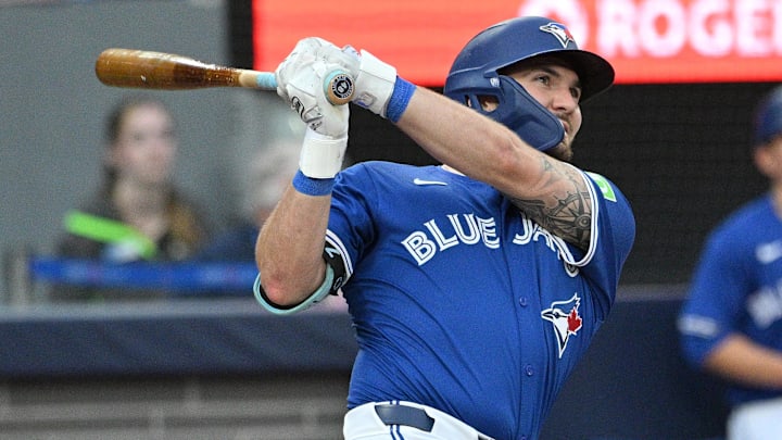 Toronto Blue Jays second baseman Spencer Horwitz (48) hits a solo home run against the Houston Astros in the third inning at Rogers Centre. 