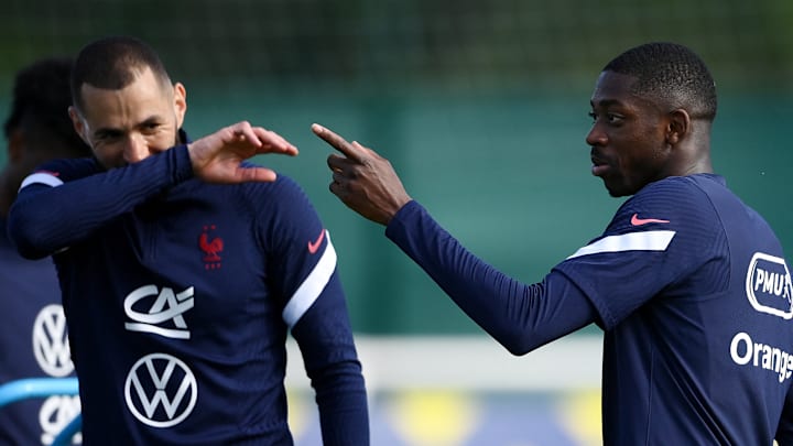 Karim Benzema et Ousmane Dembélé, coéquipiers en équipe de France à l'Euro 2020