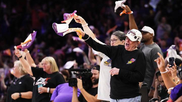 Phoenix Mercury fans cheer in the first half during Game 3 of WNBA semifinals at PHX Arena on Sept. 26, 2025.