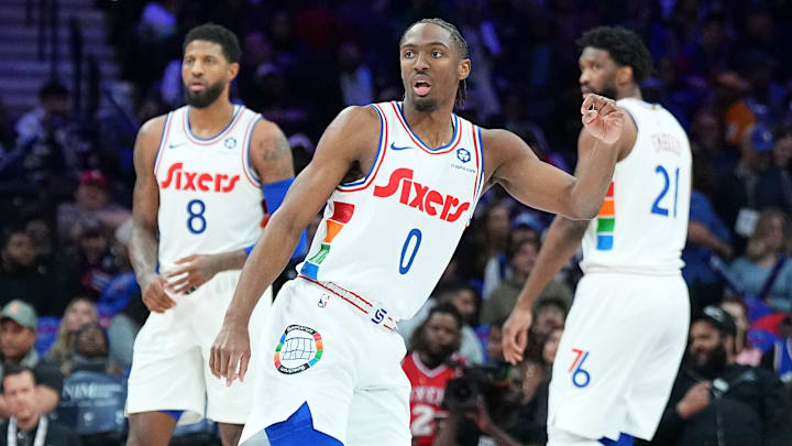 Tyrese Maxey, Paul George, Joel Embiid