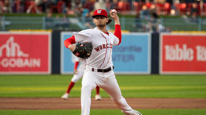 Red Sox pitching prospect Shane Drohan throws a pitch during his Worcester Red Sox debut on Thursday at Polar Park. Red Sox pitching prospect Shane Drohan throws a pitch during his Worcester Red Sox debut on Thursday at Polar Park.