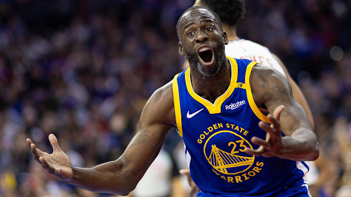 Mar 1, 2025; Philadelphia, Pennsylvania, USA; Golden State Warriors forward Draymond Green (23) pleads for a foul call against the Philadelphia 76ers during the fourth quarter at Wells Fargo Center. Mandatory Credit: Bill Streicher-Imagn Images Mar 1, 2025; Philadelphia, Pennsylvania, USA; Golden State Warriors forward Draymond Green (23) pleads for a foul call against the Philadelphia 76ers during the fourth quarter at Wells Fargo Center. Mandatory Credit: Bill Streicher-Imagn Images
