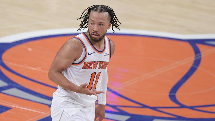 Knicks guard Jalen Brunson reacts during the fourth quarter of Game 1 of the Eastern Conference finals. Knicks guard Jalen Brunson reacts during the fourth quarter of Game 1 of the Eastern Conference finals.
