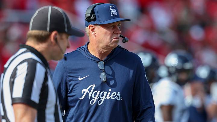 Utah State Aggies head coach Bronco Mendenhall. Utah State Aggies head coach Bronco Mendenhall.