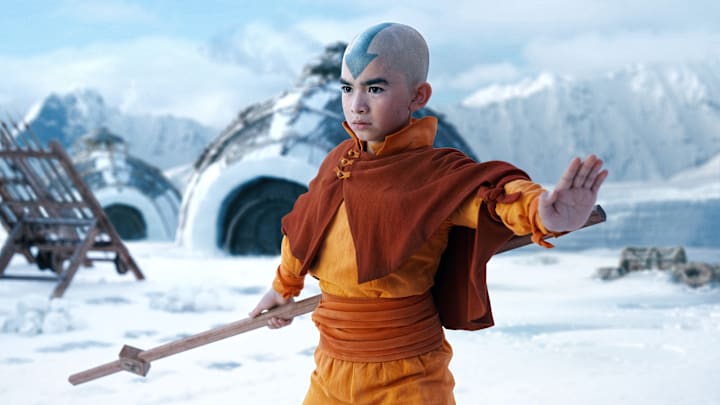 Avatar: The Last Airbender. Gordon Cormier as Aang in episode 101 of Avatar: The Last Airbender. Cr. Robert Falconer/Netflix © 2023