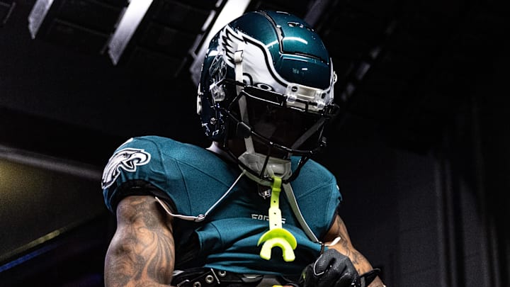Nov 14, 2024; Philadelphia, Pennsylvania, USA; Philadelphia Eagles wide receiver DeVonta Smith walks out of the tunnel before action against the Washington Commanders at Lincoln Financial Field. Mandatory Credit: Bill Streicher-Imagn Images