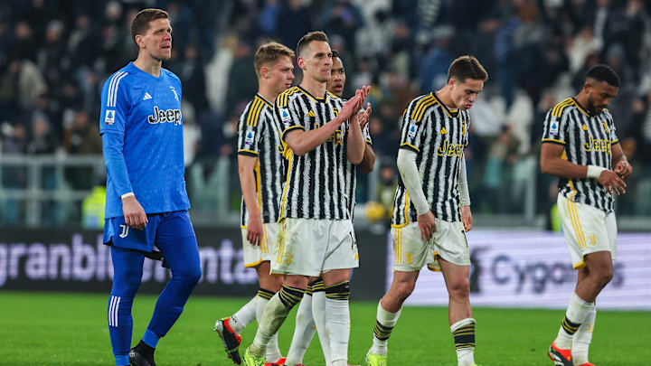 Juventus FC players show their dejection during Serie A 2023...