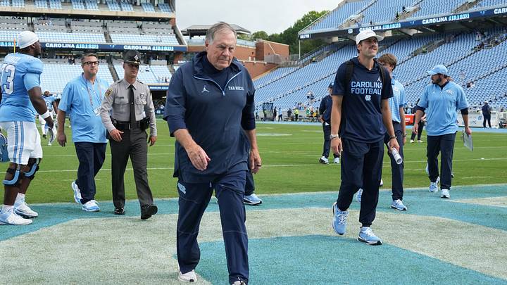Sep 12, 2026; Chapel Hill, North Carolina, USA; North Carolina Tar Heels head coach Bill Belichick walks off the field after the game at Kenan Stadium. Mandatory Credit: Bob Donnan-Imagn Images Sep 12, 2026; Chapel Hill, North Carolina, USA; North Carolina Tar Heels head coach Bill Belichick walks off the field after the game at Kenan Stadium. Mandatory Credit: Bob Donnan-Imagn Images