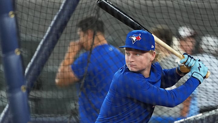 Toronto Blue Jays first-round draft pick JoJo Parker takes batting practice.