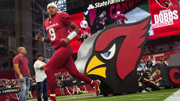 Arizona Cardinals quarterback Joshua Dobbs (9) is introduced before their game against the Dallas
