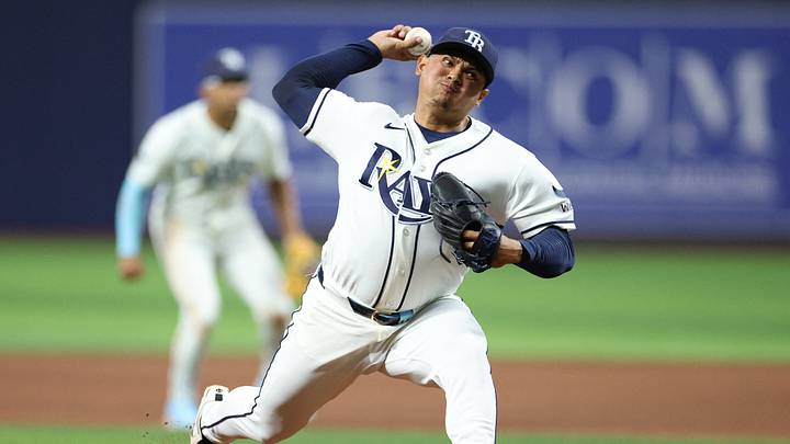 Sep 2, 2026; St. Petersburg, Florida, USA; Tampa Bay Rays pitcher Manuel Rodriguez (39) pitches in the seventh inning against the New York Mets at Tropicana Field. Mandatory Credit: Nathan Ray Seebeck-Imagn Images Sep 2, 2026; St. Petersburg, Florida, USA; Tampa Bay Rays pitcher Manuel Rodriguez (39) pitches in the seventh inning against the New York Mets at Tropicana Field. Mandatory Credit: Nathan Ray Seebeck-Imagn Images