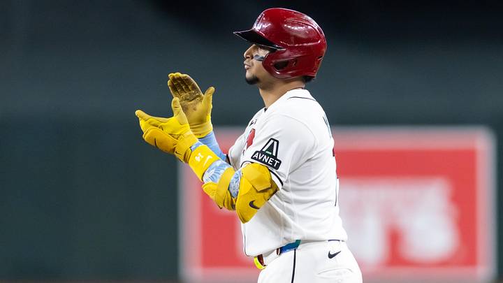 Jun 21, 2026; Phoenix, Arizona, USA; Arizona Diamondbacks catcher Gabriel Moreno reacts after a fifth inning single against the Minnesota Twins at Chase Field. Mandatory Credit: Mark J. Rebilas-Imagn Images Jun 21, 2026; Phoenix, Arizona, USA; Arizona Diamondbacks catcher Gabriel Moreno reacts after a fifth inning single against the Minnesota Twins at Chase Field. Mandatory Credit: Mark J. Rebilas-Imagn Images