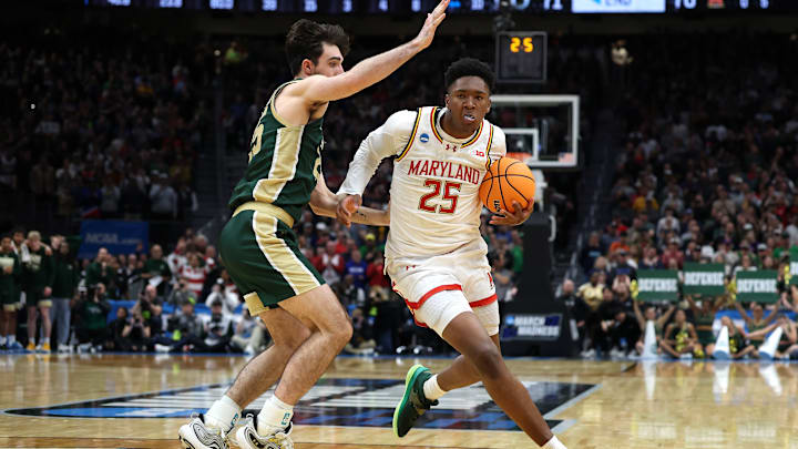 Derik Queen hits a buzzer-beater to send the Maryland Terrapins to the Sweet 16 in the 2025 NCAA Tournament.