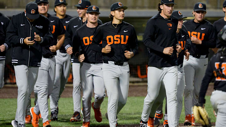 Oregon State after their win as the Oregon Ducks host the Oregon State Beavers on March 3, 2026, at PK Park in Eugene, Oregon. Oregon State after their win as the Oregon Ducks host the Oregon State Beavers on March 3, 2026, at PK Park in Eugene, Oregon.