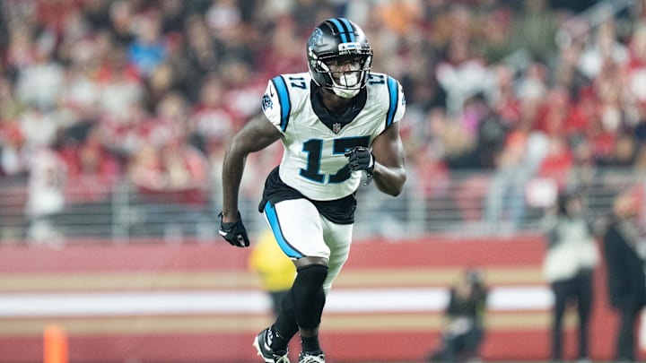 Carolina Panthers wide receiver Xavier Legette (17) during the fourth quarter against the San Francisco 49ers