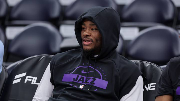 Mar 23, 2026; Salt Lake City, Utah, USA; Utah Jazz guard Isaiah Collier (8) sits on the bench before the game against the Toronto Raptors at Delta Center. Mandatory Credit: Chris Nicoll-Imagn Images Mar 23, 2026; Salt Lake City, Utah, USA; Utah Jazz guard Isaiah Collier (8) sits on the bench before the game against the Toronto Raptors at Delta Center. Mandatory Credit: Chris Nicoll-Imagn Images