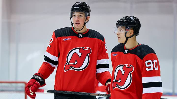Anton Silayev on the ice at New Jersey Devils Development Camp Anton Silayev on the ice at New Jersey Devils Development Camp
