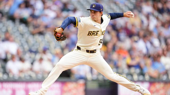 Jun 3, 2026; Milwaukee, Wisconsin, USA;  Milwaukee Brewers pitcher Robert Gasser (54) throws a pitch during the second inning against the San Francisco Giants at American Family Field. Mandatory Credit: Jeff Hanisch-Imagn Images