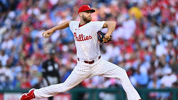 Apr 20, 2024; Philadelphia, Pennsylvania, USA; Philadelphia Phillies starting pitcher Zack Wheeler