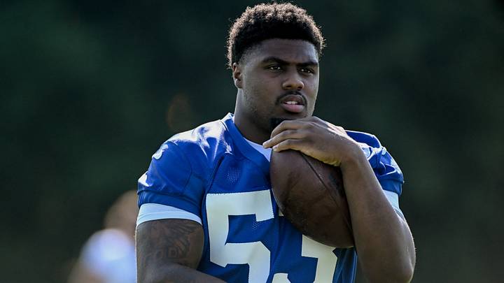 Jul 31, 2026; Westfield, IN, USA; Indianapolis Colts linebacker CJ Allen (53) participates in a drill on day three of training camp at Grand Park Sports Campus. Mandatory Credit: Robert Goddin-Imagn Images Jul 31, 2026; Westfield, IN, USA; Indianapolis Colts linebacker CJ Allen (53) participates in a drill on day three of training camp at Grand Park Sports Campus. Mandatory Credit: Robert Goddin-Imagn Images