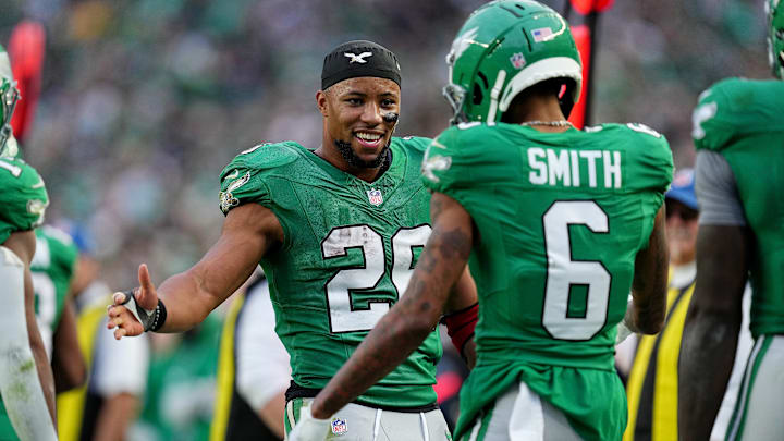 Saquon Barkley #26, DeVonta Smith #6, Philadelphia Eagles