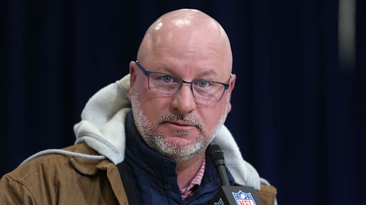 Feb 24, 2026; Indianapolis, IN, USA; Los Angeles Chargers general manager Joe Hortiz speaks at the NFL Scouting Combine at the Indiana Convention Center. Mandatory Credit: Kirby Lee-Imagn Images Feb 24, 2026; Indianapolis, IN, USA; Los Angeles Chargers general manager Joe Hortiz speaks at the NFL Scouting Combine at the Indiana Convention Center. Mandatory Credit: Kirby Lee-Imagn Images