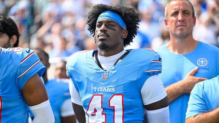 Sep 20, 2026; Nashville, Tennessee, USA; Tennessee Titans defensive back Erick Hallett II (41) stands during the National Anthem against the Philadelphia Eagles during the first half at Nissan Stadium. Mandatory Credit: Steve Roberts-Imagn Images Sep 20, 2026; Nashville, Tennessee, USA; Tennessee Titans defensive back Erick Hallett II (41) stands during the National Anthem against the Philadelphia Eagles during the first half at Nissan Stadium. Mandatory Credit: Steve Roberts-Imagn Images