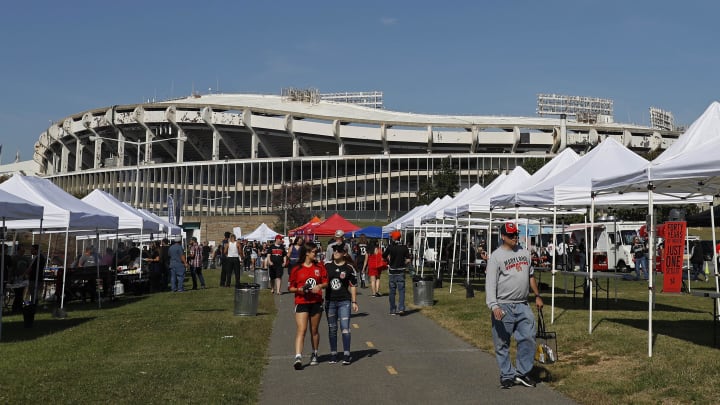 Oct 22, 2017; Washington, DC, USA; Fan tailgate outside Robert F. Kennedy Memorial Stadium prior to the game between New York Red Bulls and D.C. United. It is the final game at RFK Stadium. Mandatory Credit: Geoff Burke-USA TODAY Sports