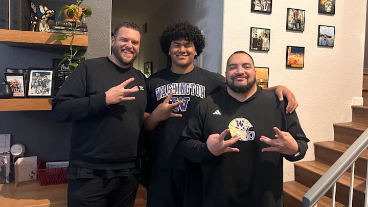 Lincoln Mageo hosted UW coaches Michael Switzer and Jordan Paopao at his home. 