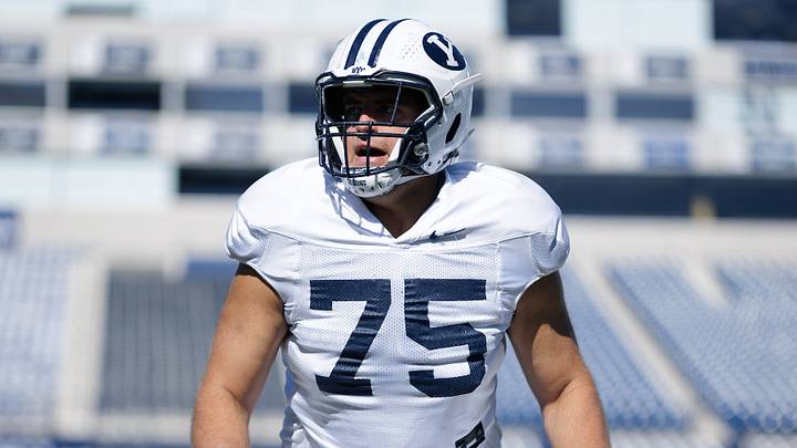 BYU offensive tackle Andrew Gentry at Fall Camp