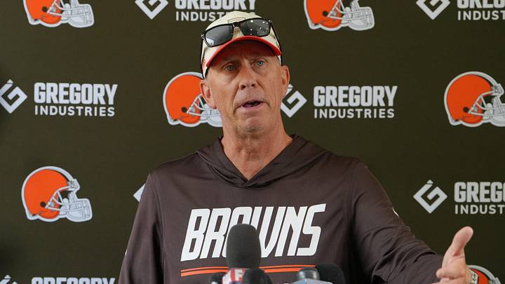 Browns coach Todd Monken speaks during a press availability before Browns training camp at CrossCountry Mortgage Campus of the Cleveland Browns in Berea, Ohio on June 9, 2026. on July, 31, 2026. Browns coach Todd Monken speaks during a press availability before Browns training camp at CrossCountry Mortgage Campus of the Cleveland Browns in Berea, Ohio on June 9, 2026. on July, 31, 2026.