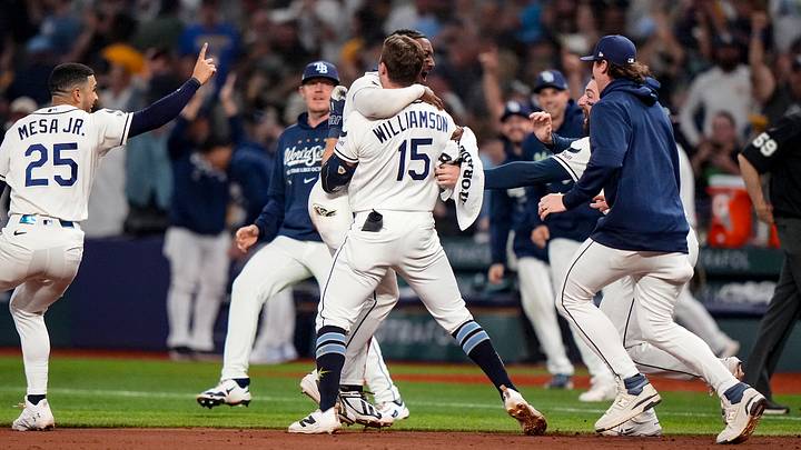 Ben Williamson’s walk-off hit kept the Rays alive in the World Series. They’ll need a win in Game 5 to send the series back to Milwaukee. Ben Williamson’s walk-off hit kept the Rays alive in the World Series. They’ll need a win in Game 5 to send the series back to Milwaukee.