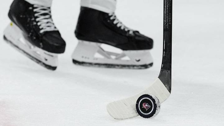 Oct 3, 2026; Columbus, Ohio, USA; A member of the Utah Mammoth skates with the puck during the game against the Columbus Blue Jackets in the third period at Nationwide Arena. Mandatory Credit: Aaron Doster-Imagn Images Oct 3, 2026; Columbus, Ohio, USA; A member of the Utah Mammoth skates with the puck during the game against the Columbus Blue Jackets in the third period at Nationwide Arena. Mandatory Credit: Aaron Doster-Imagn Images