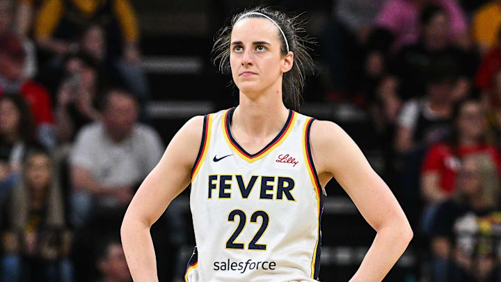 May 4, 2025; Iowa City, IA, USA; Indiana Fever guard Caitlin Clark (22) in action against the Brazil National Team at Carver-Haweye Arena. Mandatory Credit: Jeffrey Becker-Imagn Images May 4, 2025; Iowa City, IA, USA; Indiana Fever guard Caitlin Clark (22) in action against the Brazil National Team at Carver-Haweye Arena. Mandatory Credit: Jeffrey Becker-Imagn Images