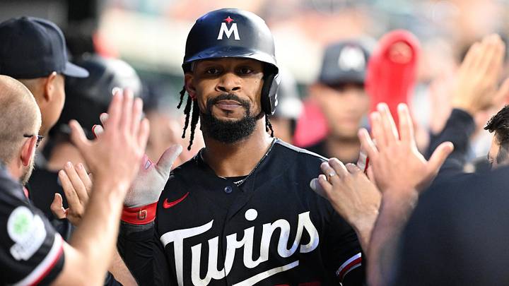 Jun 10, 2026; Detroit, Michigan, USA; Minnesota Twins center fielder Byron Buxton (25) celebrates in the dugout after hitting a three-run home run against the Detroit Tigers in the fifth inning at Comerica Park. Mandatory Credit: Lon Horwedel-Imagn Images Jun 10, 2026; Detroit, Michigan, USA; Minnesota Twins center fielder Byron Buxton (25) celebrates in the dugout after hitting a three-run home run against the Detroit Tigers in the fifth inning at Comerica Park. Mandatory Credit: Lon Horwedel-Imagn Images