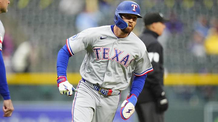 Texas Rangers right fielder Brandon Nimmo. Texas Rangers right fielder Brandon Nimmo.