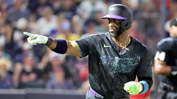 Sep 19, 2025; Tampa, Florida, USA; Tampa Bay Rays designated hitter Yandy Diaz (2) hits a home run during the third inning against the Boston Red Sox at George M. Steinbrenner Field. Mandatory Credit: Kim Klement Neitzel-Imagn Images Sep 19, 2025; Tampa, Florida, USA; Tampa Bay Rays designated hitter Yandy Diaz (2) hits a home run during the third inning against the Boston Red Sox at George M. Steinbrenner Field. Mandatory Credit: Kim Klement Neitzel-Imagn Images