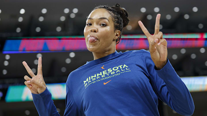 Jul 12, 2025; Chicago, Illinois, USA; Minnesota Lynx forward Napheesa Collier (24) warms up before a WNBA game against the Chicago Sky at Wintrust Arena. Mandatory Credit: Kamil Krzaczynski-Imagn Images