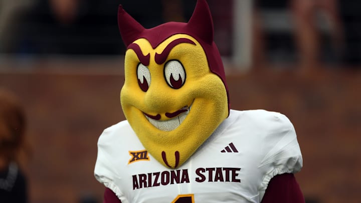 Sep 6, 2025; Starkville, Mississippi, USA; Arizona State Sun Devils mascot Sparky looks on during the first quarter against the Mississippi State Bulldogs at Davis Wade Stadium at Scott Field. Mandatory Credit: Petre Thomas-Imagn Images Sep 6, 2025; Starkville, Mississippi, USA; Arizona State Sun Devils mascot Sparky looks on during the first quarter against the Mississippi State Bulldogs at Davis Wade Stadium at Scott Field. Mandatory Credit: Petre Thomas-Imagn Images