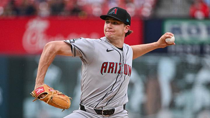 Jun 24, 2026; St. Louis, Missouri, USA; Arizona Diamondbacks starting pitcher Mitch Bratt (60) pitches in first inning of his Major League debut against the St. Louis Cardinals at Busch Stadium. Mandatory Credit: Jeff Curry-Imagn Images
