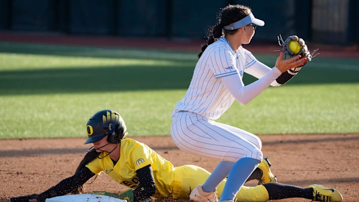 Oregon outfielder Kai Luschar walked twice and stole two bases in Monday afternoon's loss to Loyola Marymount, giving her a conference-leading 40 for the year. Ducks fell at home, 5-3.