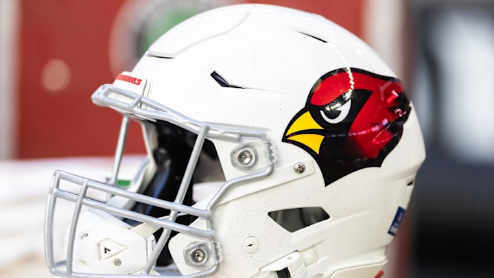 Dec 7, 2025; Glendale, Arizona, USA; Detailed view of an Arizona Cardinals helmet at State Farm Stadium. Mandatory Credit: Mark J. Rebilas-Imagn Images Dec 7, 2025; Glendale, Arizona, USA; Detailed view of an Arizona Cardinals helmet at State Farm Stadium. Mandatory Credit: Mark J. Rebilas-Imagn Images