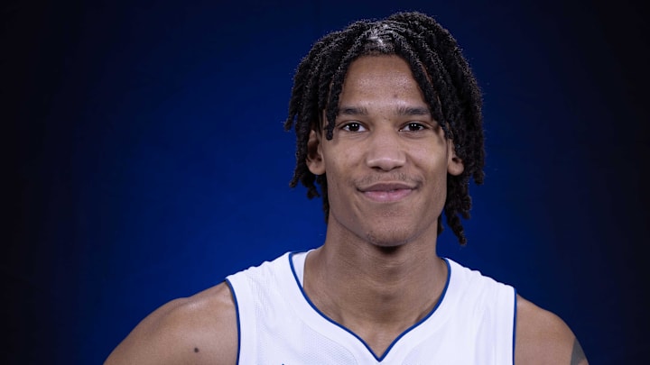 Sep 30, 2024; Detroit, MI, USA; Detroit Pistons forward Bobi Klintman (34) poses for his official 2024-25 season head shot. Mandatory Credit: David Reginek-Imagn Images
