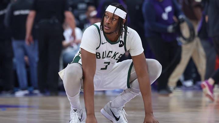 Mar 19, 2026; Salt Lake City, Utah, USA; Milwaukee Bucks center Myles Turner (3) waits for the game to start against the Utah Jazz at Delta Center. Mandatory Credit: Rob Gray-Imagn Images
