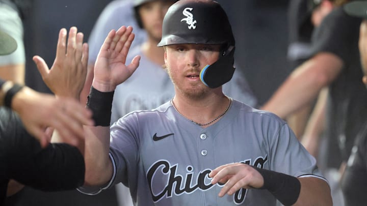 Chicago White Sox shortstop Chase Meidroth (10celebrates against the Tampa Bay Rays at George M. Steinbrenner Field. Chicago White Sox shortstop Chase Meidroth (10celebrates against the Tampa Bay Rays at George M. Steinbrenner Field.
