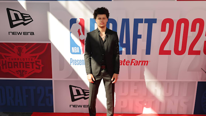 Jun 25, 2025; Brooklyn, NY, USA; Walter Clayton Jr. arrives before the first round of the 2025 NBA Draft at Barclays Center. Mandatory Credit: Brad Penner-Imagn Images