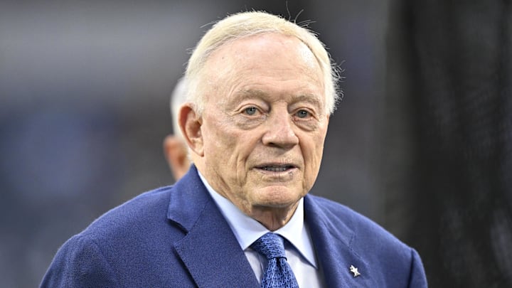 Sep 28, 2025; Arlington, Texas, USA; Dallas Cowboys owner Jerry Jones looks on before the game against the Green Bay Packers at AT&T Stadium. Mandatory Credit: Jerome Miron-Imagn Images Sep 28, 2025; Arlington, Texas, USA; Dallas Cowboys owner Jerry Jones looks on before the game against the Green Bay Packers at AT&T Stadium. Mandatory Credit: Jerome Miron-Imagn Images