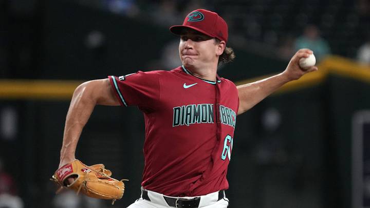 Aug 5, 2026; Phoenix, Arizona, USA; Arizona Diamondbacks pitcher Mitch Bratt (60) throws against the San Diego Padres in the first inning at Chase Field. Mandatory Credit: Rick Scuteri-Imagn Images Aug 5, 2026; Phoenix, Arizona, USA; Arizona Diamondbacks pitcher Mitch Bratt (60) throws against the San Diego Padres in the first inning at Chase Field. Mandatory Credit: Rick Scuteri-Imagn Images